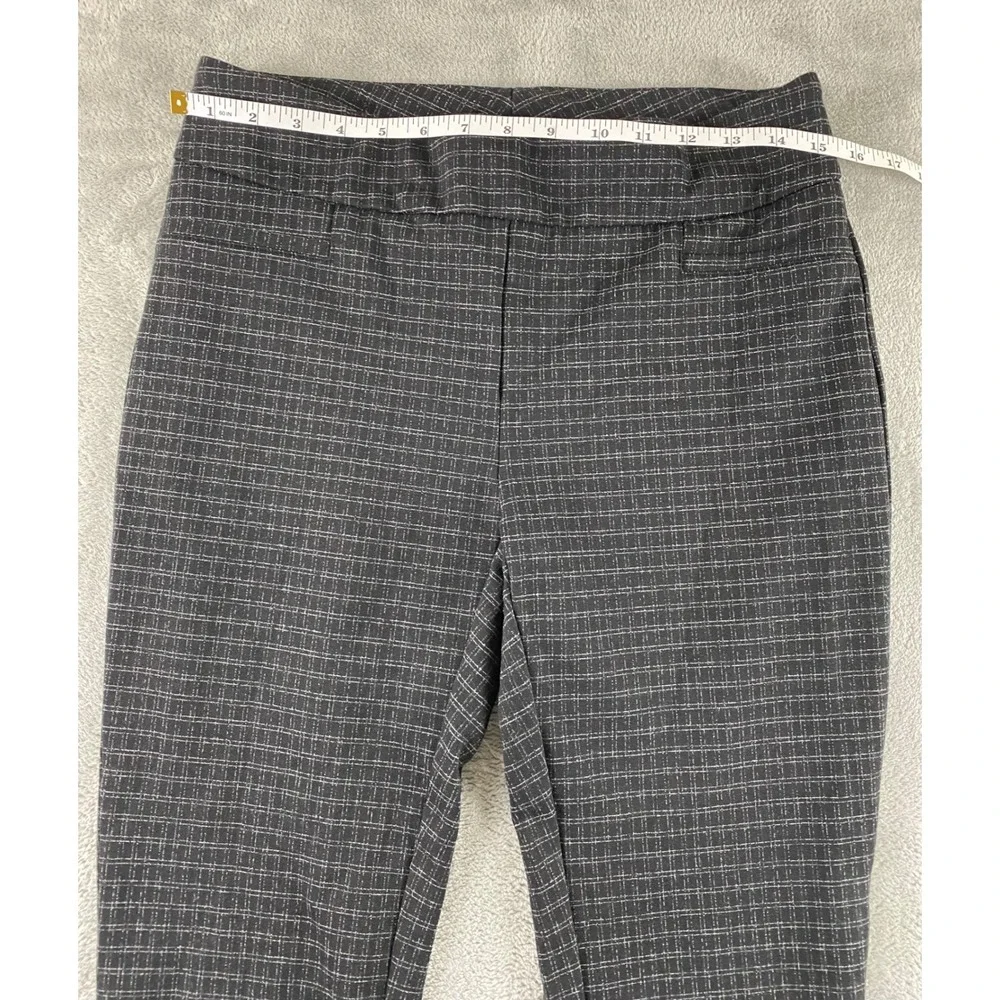 Dalia Womens Grey Grid Pull On Slim Leg Dress Pants Size M‎ D4654-E1761 Stretch